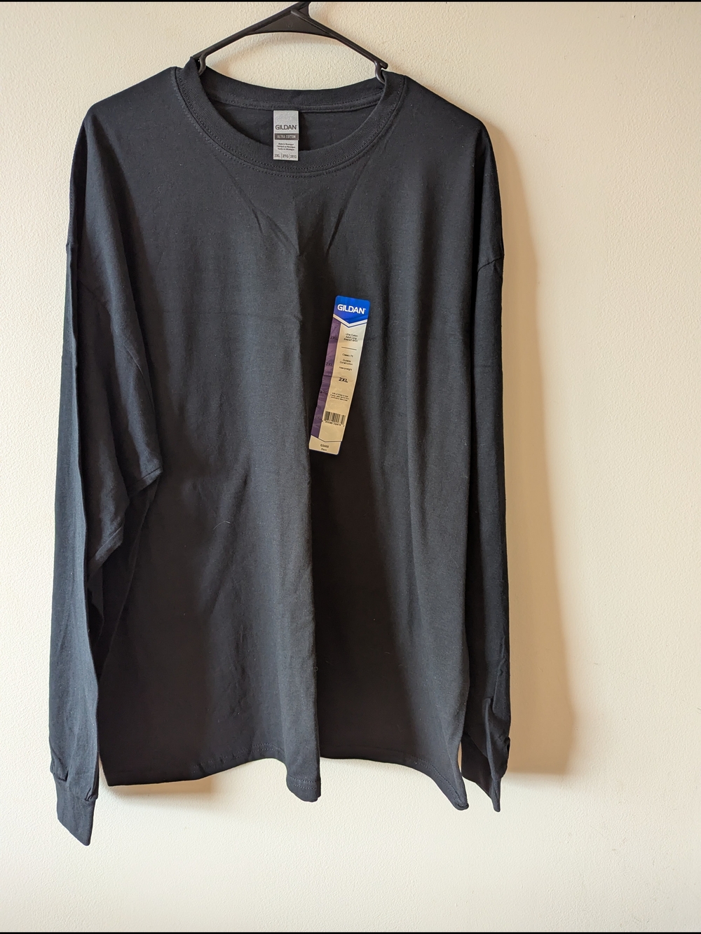 Gildan Men's Long Sleeve Crew Neck T-Shirt - Black 2XL